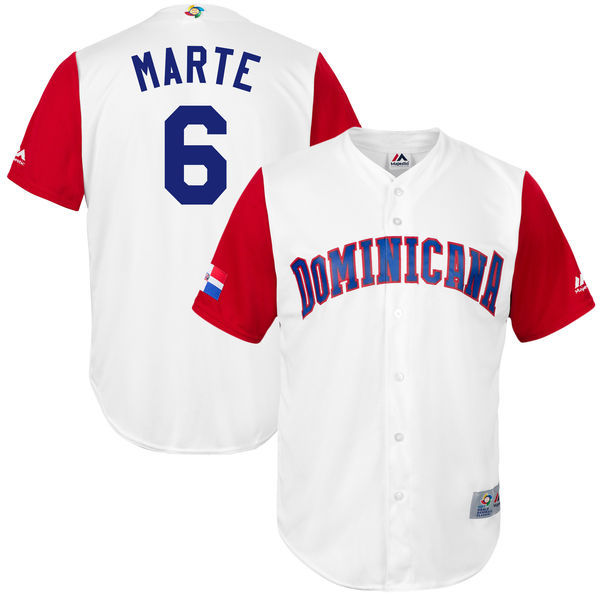 customized Men Dominican Republic Baseball #6 Starling Marte White 2017 World Baseball Classic Replica Jersey->more jerseys->MLB Jersey
